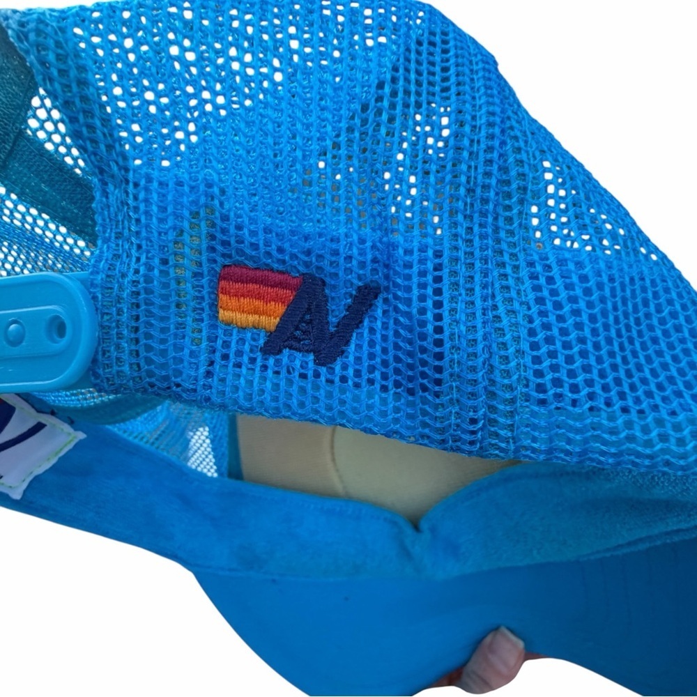 Aviator Nation Austin City LimitsBright Blue Mesh Trucker Hat with Rainbow Patch - Picture 4 of 6
